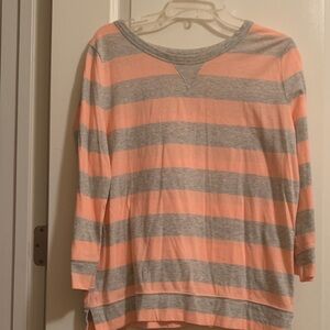 GAP Peach and Gray Striped Top